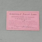 1874 Forest Lawn Cemetery Buffalo Ny Lot Deed Packet Ticket Receipt   Rules