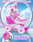 Kids Adjustable Quad Roller Skates W  Light Up Wheels For Youth   Teens Ages 12-