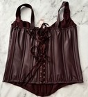 Victorias Secret Nwt Faux Leather Burgundy Brown Corset Top Xl
