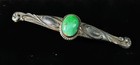 Old 2 75  Long Navajo Harvey Era  Sterling Silver Green Turquoise Pin brooch     