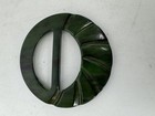 Vintage Green  Art Deco Bakelite Belt Buckle Scarf Slide Carved Round 2   