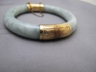 Vintage 14k Gold   Jade Hong Kong Chinese Hinged Bangle Bracelet-6 1 4 Inch