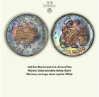 1975 San Marino 500 Silver Lire Original Package Included Monster Rainbow Toned 