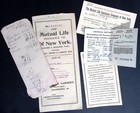 Vintage Mutual Life Insurance Company New York Policy Papers Ephemera Lot