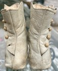 Antique Ivory Leather Baby Doll Button Shoes W  Heels