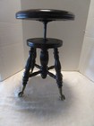 Antique Piano Stool Wood Cast Iron Claw Glass Ball Chas Parker Adjustable 1900 s