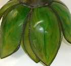 Vintage 60s Mid Century Plastic Tulip Lotus Swag Lamp Faux Stained Glass Green