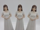Vtg Brunette Bridesmaid Bride Bisque Wedding Cake Topper Figurine 4  Set Of 3