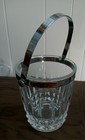 Cristal D arques Small Ice Bucket Crystal Silverplated Handle Vintage Barware 5 