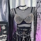Sexy Women s Fashion Sequined Rhinestone Cover Silver Plunge Wire Free Lingerie
