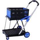 2-tier Folding Utility Collapsible Shopping Cart With Baskets Con Ruedas