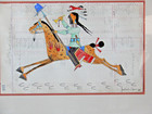 Michael Horse Original Ledger Painting  1st Nat Bank Of Rule  Tx  16  X 22 