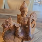 Vintage Hand Carved Wood Burma Figurine Statue Rooster Folk Art