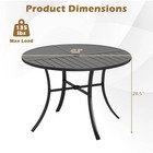 Patio Dining Table  42 5  Round Metal Slat Table With Umbrella Hole  Outdoor