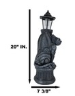 Gothic Crouching Winged Gargoyle Statue With Solar Led Lantern Light Post 20 h