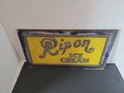 Ripon Ice Cream Reverse On Glass Sign Wisconsin Advertising 1930s Beverages 