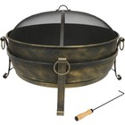 34 In Cauldron Outdoor Fire Pit Bowl With Spark Screen And Poker By Sunnydaze