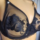 Vintage Christian Dior 34b Black Floral Lace Pearl Daisy Monogram Dior Bra 4233