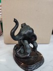 19thc Japanese Meiji Period Bronze Study Of An Elephant Fighting With Two Tiger