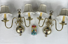 Restored Pair Antique Vtg Wall Sconces Brass Colonial Victorian Arts Crafts Deco
