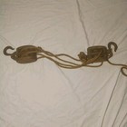Antique 8    Block   Tackle Pulleys W rope Anvil Co  Wheel Wood   Iron 4 x 3   x 2  