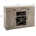 Kitchen Storage Buffet Cabinet Farmhouse Wooden Sideboard W 2 Drawer   Wine Rack
