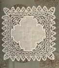 Antique French Linen    Delicate Handmade With  Bobbin Lace Handkerchief   