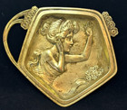 Art Nouveau Antique Bronze Lady Maiden Calling Card Tray Solid