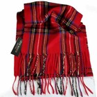 Steve Madden Red Plaid Tartan Scarf Mid-weight Neck Warmer Fringed Women Men