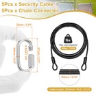 5set 3 16  Dia 8 2ft Security Steel Cable With Loops Black   Quick Links