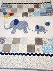 New  Hand Made Baby Crib Quilt     elephants   Balloons    40 x53 