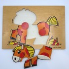 Vtg Simplex Toys Wooden Peg Puzzle Horse Pony Orange Spots Made In Holland 1960s