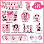 113pcs Disney Minnie Mouse Birthday Party Supplies Minnie Mouse Party Decoration