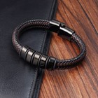 Stainless Steel Leather Fashion Magnetic Clasp Handmade Braided Bracelet For Men