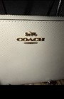 Coach Chalk White Crossgrain Leather Corner Zip Wristlet    fits Cellphone     8x5   