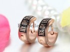 2pcs Men Women Roman Numerals Stainless Steel Stud Hinged Hoop Huggies Earrings