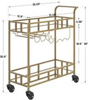 Golden 2-tier Bar Cart W  Wine Rack   Glass Holder  Mobile Serving Cart For Home
