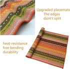 6 Pcs Orange 100 Cotton Placemats  Colorful  Braided Ribbed  Heat-insulation