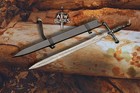 Hand Forged Viking Sword Damascus Steel Sword Battle Ready Medieval Scabbard
