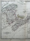 1884 East Canada   Newfoundland Hand Coloured Original Antique Map By Johnston