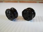 Pair Of Antique Radio Knobs Black Octagon Flower Center