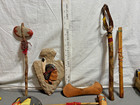 Lot 1950s 60s Native American Indian Souvenir Tomahawk Drum Canoe Pipe Arrowhead