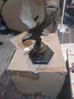 Vintage Solid Metal Bronze  Eagle Flag Pole Topper Finial With Spread Wings 