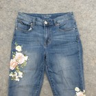 Maurices Jeans Women s Blue Floral Size 7 8 High-rise Stretch Ankle Frayed Hem