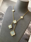 Clover 6 Motifs Necklace 925 Silver Gold Plated Mother Of Pearl