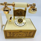 Vtg Deco-tel Rotary Dial Phone Gold Ornate Victorian Regency Style