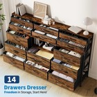 Dresser Tv Stand 14 Drawer For Bedroom Dresser Metal Frame Wood Top Open Shelf