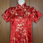 Vtg Y2k Cheongsam Dress Women S Red Brocade Oriental Fairy Festival Maxi Kevin-t