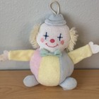 Vtg Rare Eden Clown Baby Pastel Terrycloth Rattle Plush Stuffed Toy Lovey 80s