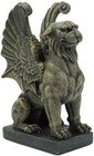 Ebros Lion Gargoyle With Griffin Wings Crouching On Pedestal Statue 6 5  Tall